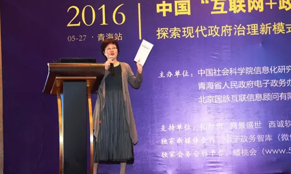 在2016中国（青海）“互联网+政务”创新趋势研讨会上，球王会体育官方网站互联总经理、首席规划师郑爱军以《“互联网+政务服务”发展思考》为题发表演讲